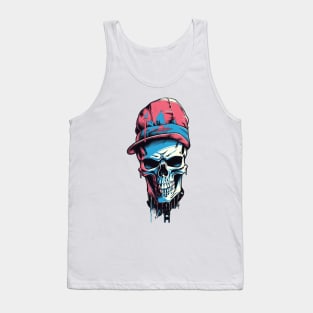 Goth meets vintage Loving this retro skull on spruce blue Tank Top